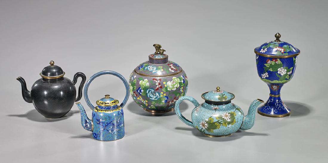 Group of Five Old Chinese Cloisonne Enamel Pieces (1 of 1)