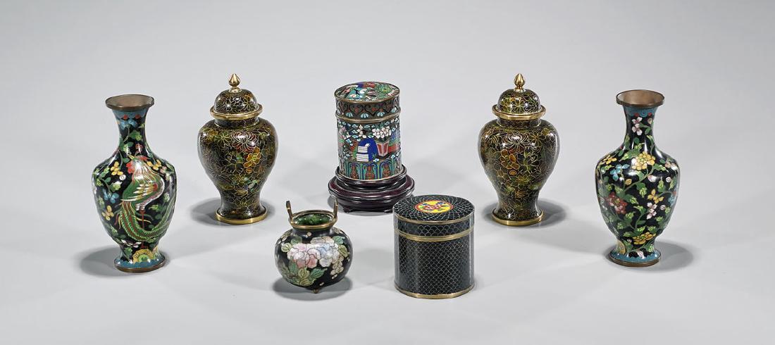 Group of Seven Old & Antique Chinese Cloisonne Enamel (1 of 1)