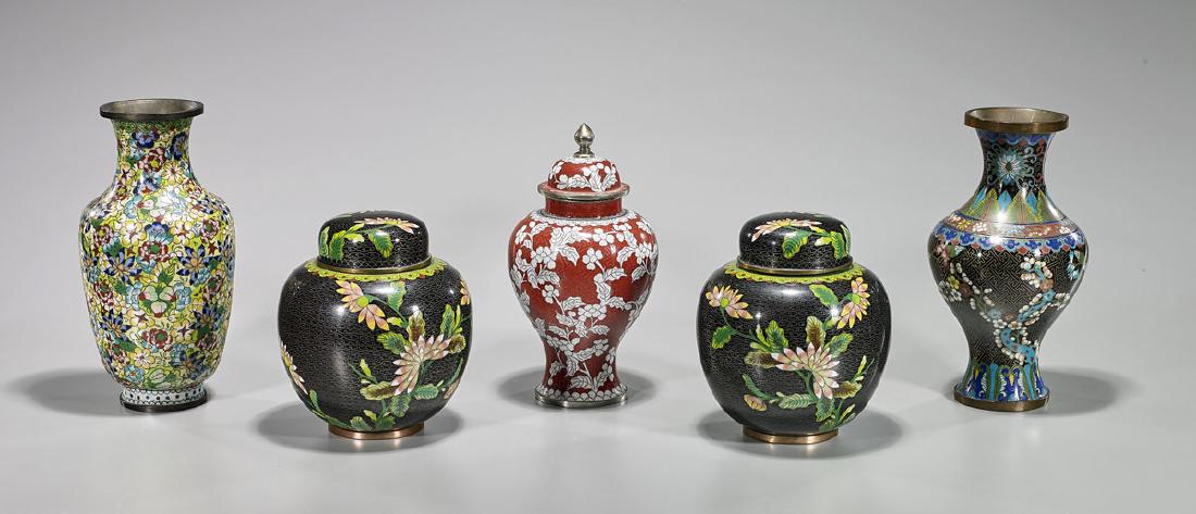 Group of Five Old & Antique Chinese Cloisonne Enamel (1 of 1)