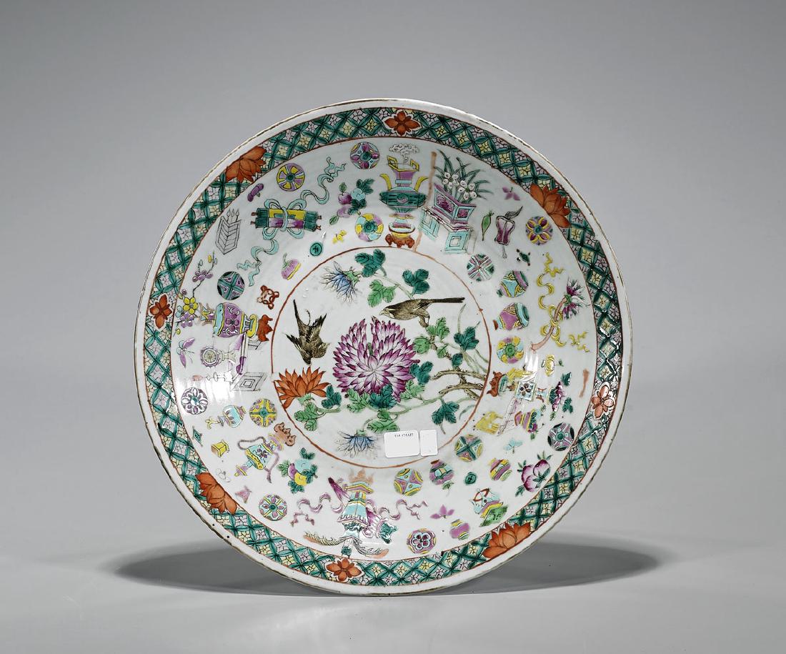 Antique Chinese Enameled Porcelain Charger (1 of 2)