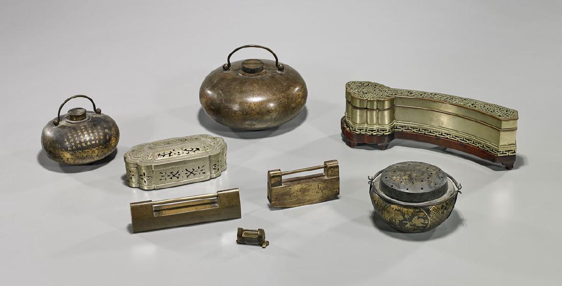 Group of Eight Various Chinese Metalwork Pieces (1 of 1)