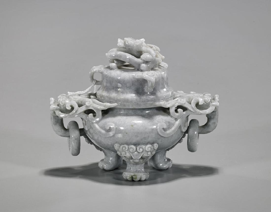 Chinese Carved Jadeite Tripod Censer (1 of 1)