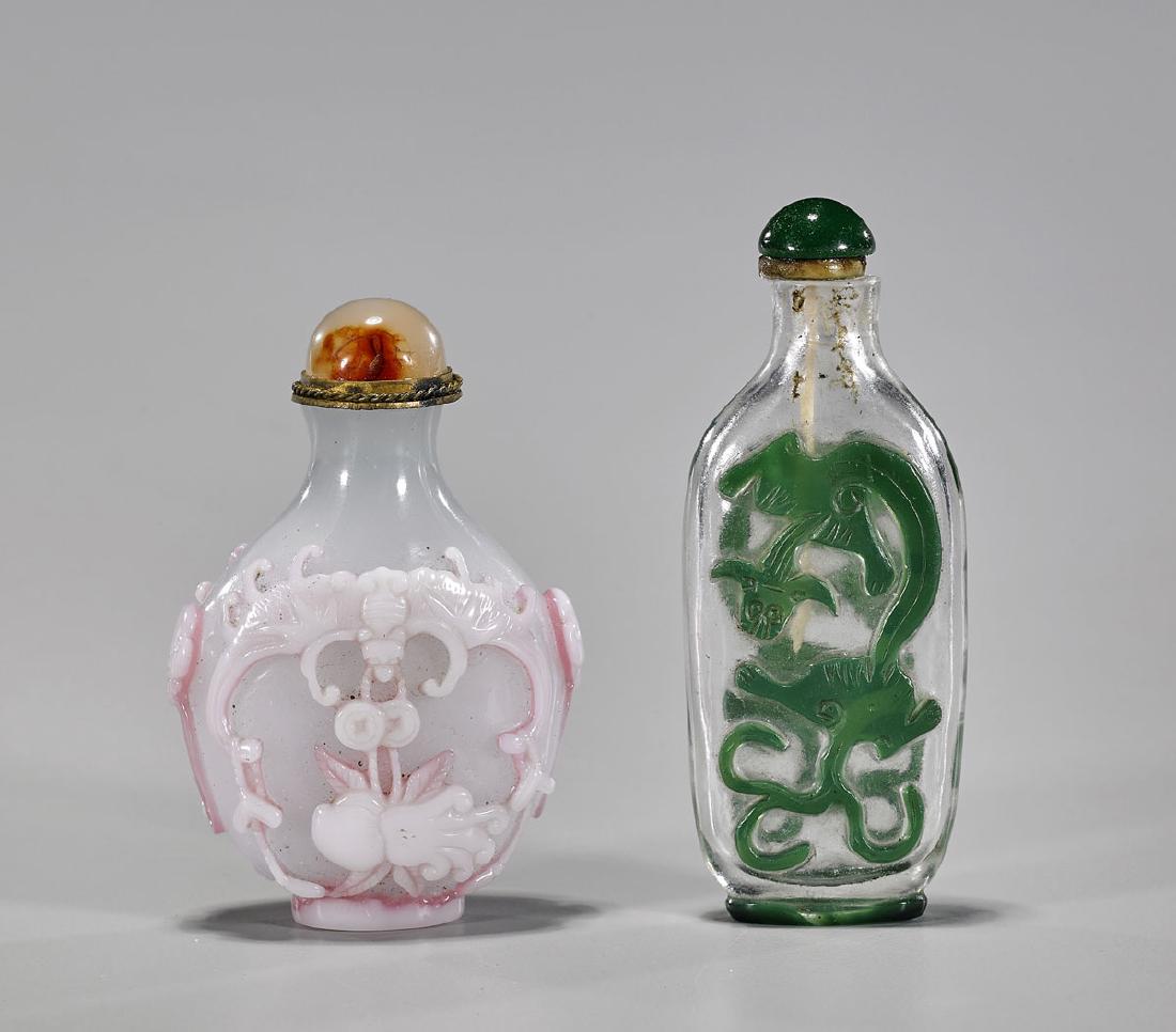 Two Chinese Beijing Glass Snuff Bottles (1 of 1)