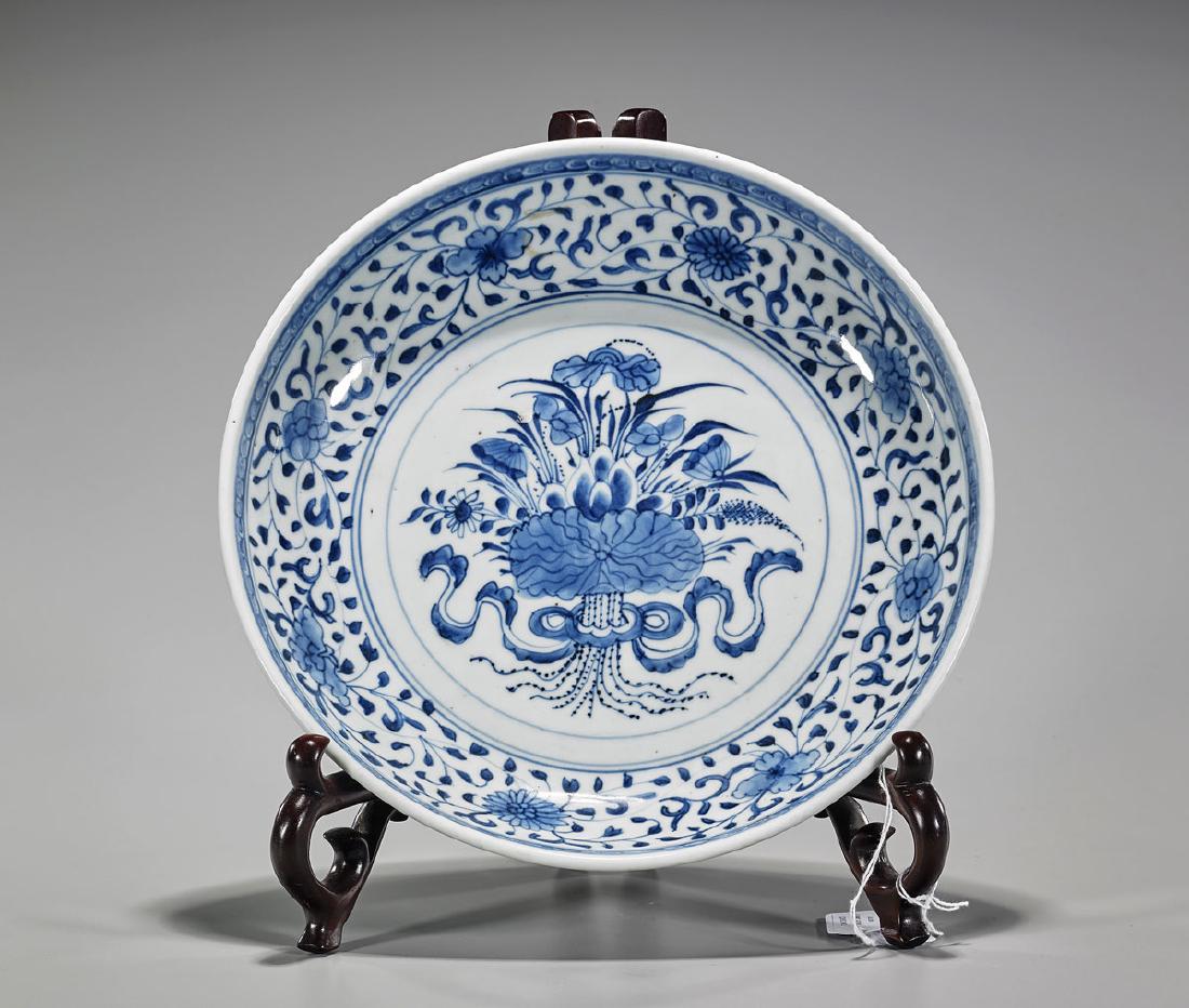 Yongzheng-Style Blue & White Porcelain Dish (1 of 2)