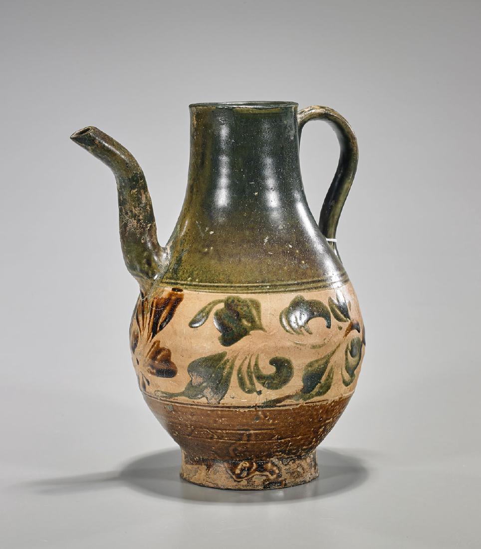 Chinese Yuan Dynasty Glazed Pottery Ewer (1 of 1)