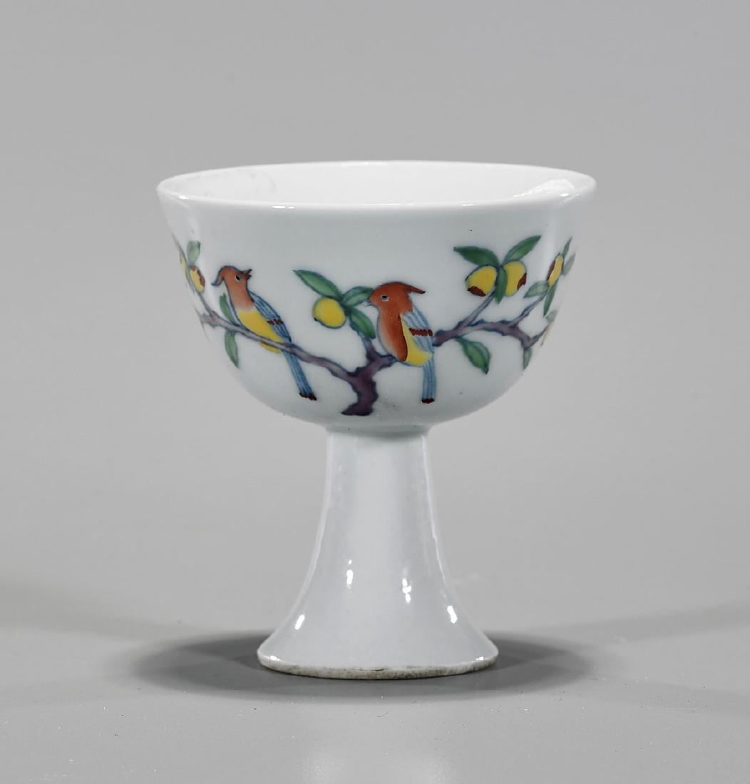 Ming-Style Enameled Porcelain Stem Cup (1 of 2)