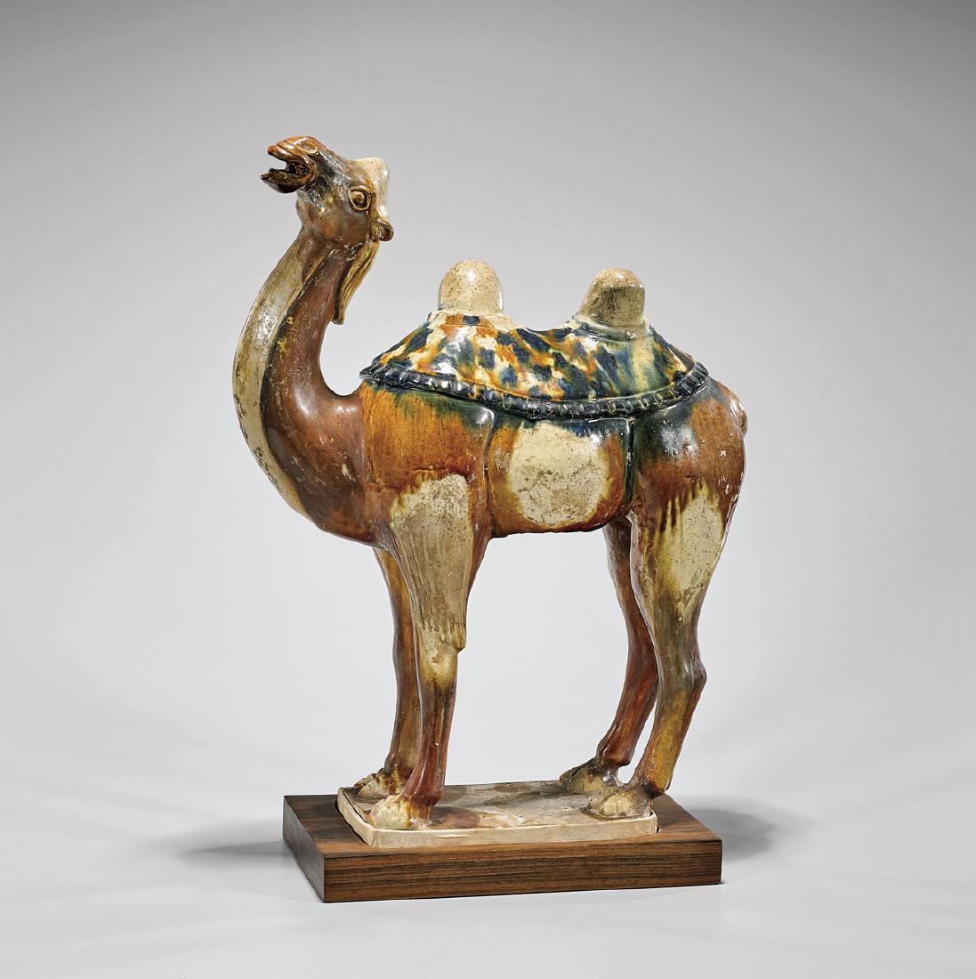 RARE TANG BLUE SANCAI-GLAZED POTTERY CAMEL (1 of 2)