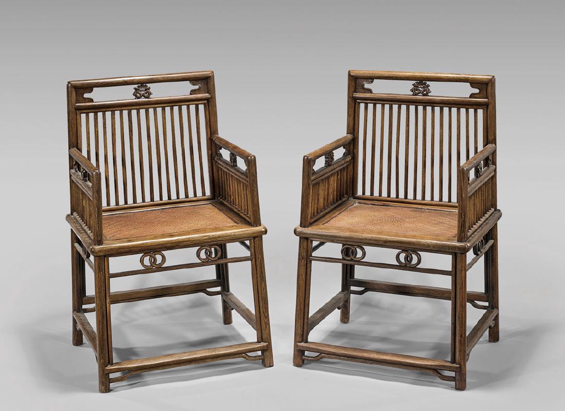 PAIR ANTIQUE CHINESE HARDWOOD ARMCHAIRS (1 of 1)