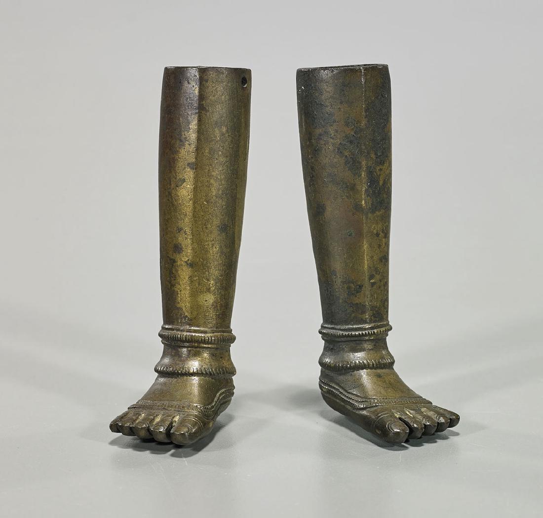 Pair Antique Indian Bronze Feet (1 of 1)