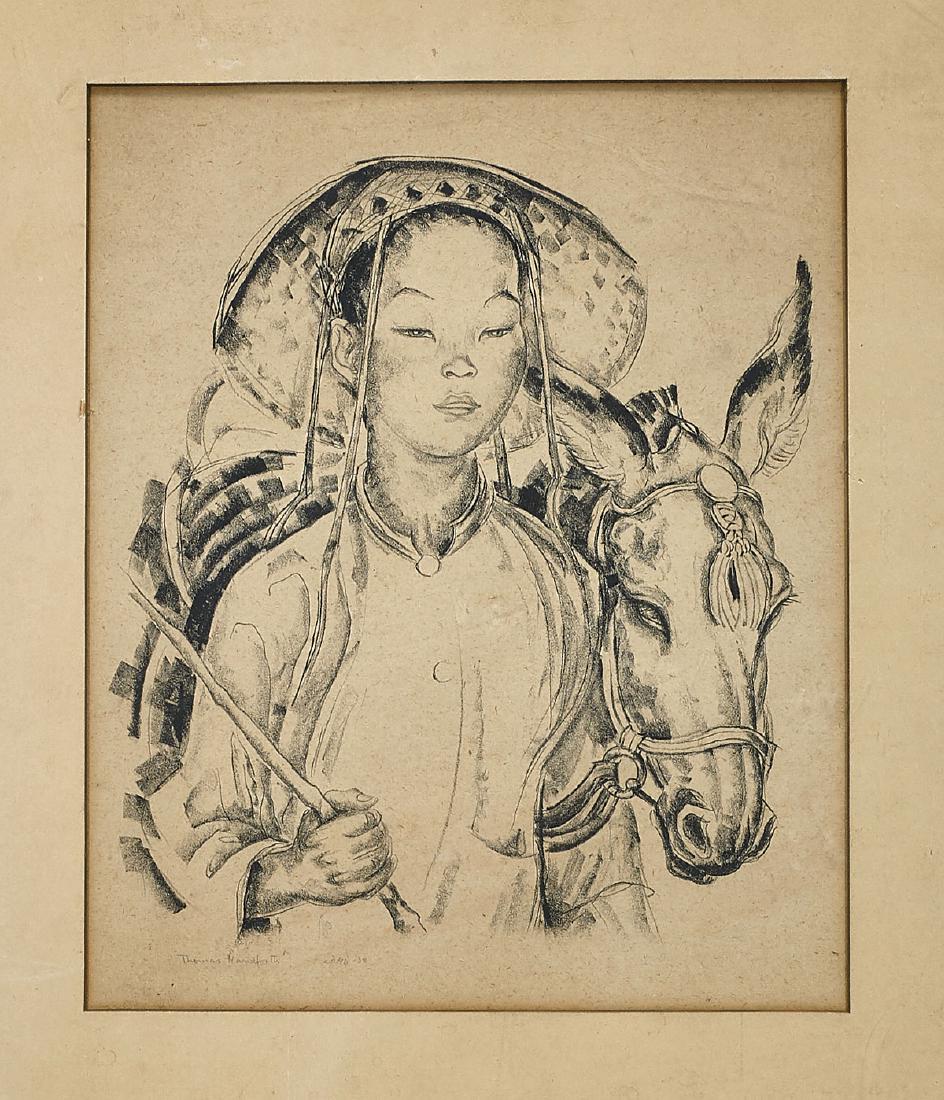 Chinese Scroll Painting & Etching Signed Thomas (1 of 5)