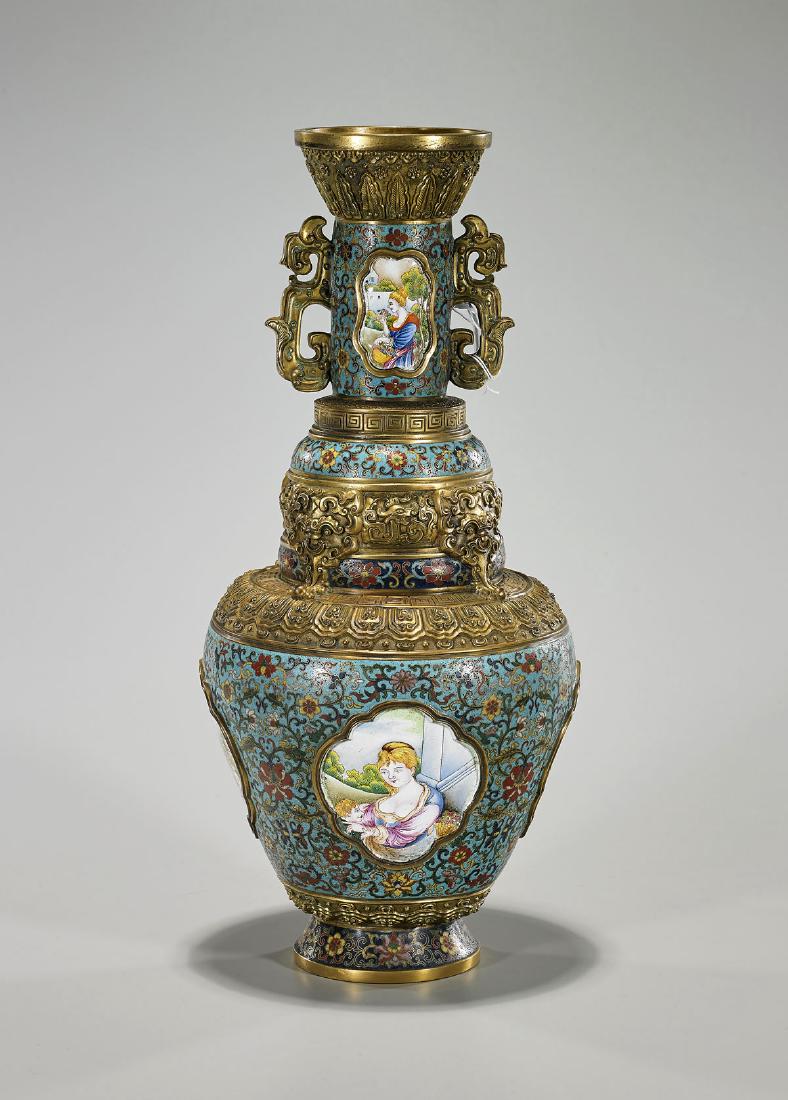Elaborate Chinese Cloisonné Enamel Vase (1 of 2)
