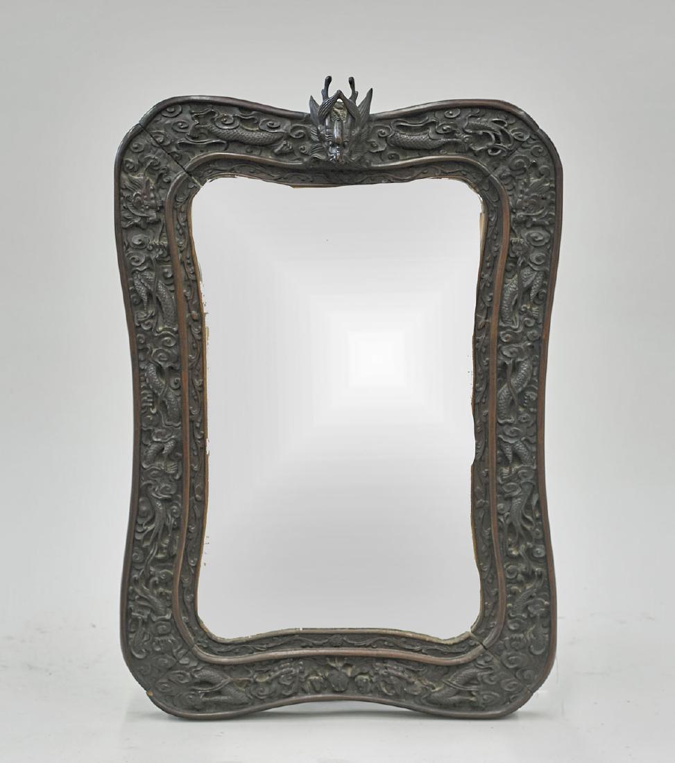 Old Chinese Carved Wood Dragon Mirror: Early 20th (1 of 1)