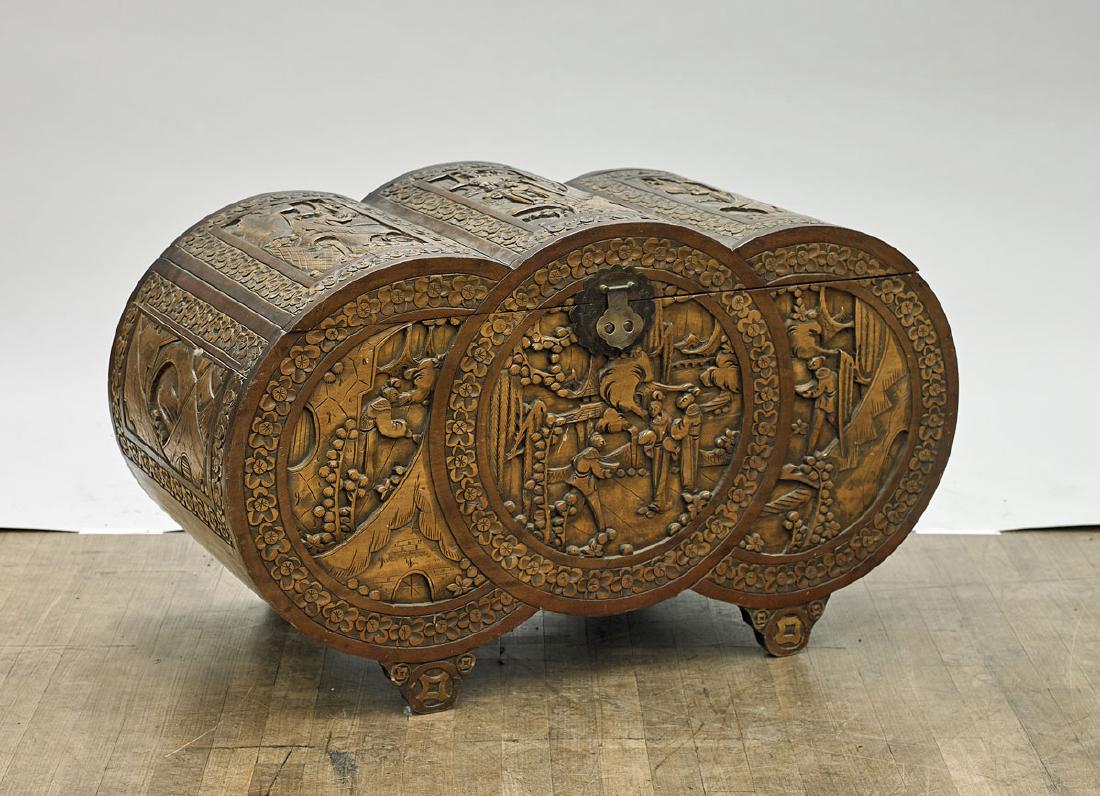Elaborate Large Chinese Carved Wood Chest (1 of 1)