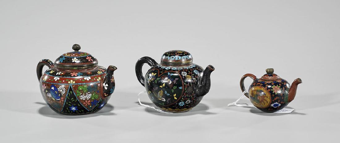 Three Antique Japanese Cloisonné Enamel Teapots (1 of 1)