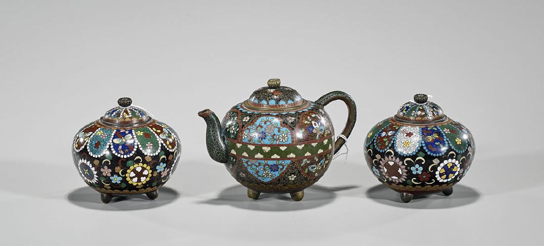 Three Antique Japanese Cloisonné Enamel Vessels (1 of 1)