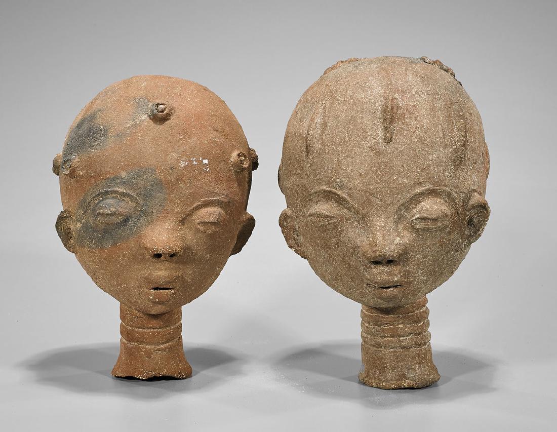 Two Akan-Style Terracotta Memorial Heads (1 of 1)