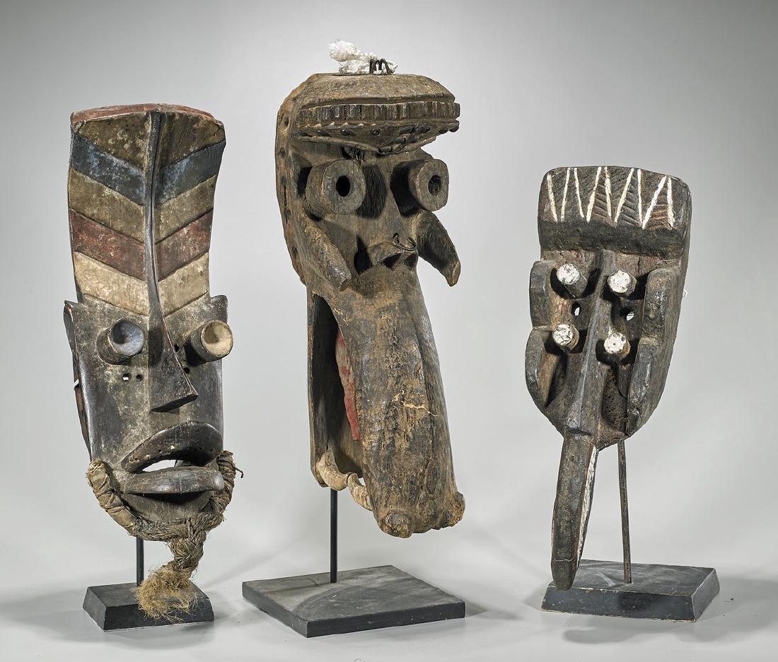 Group of Three West African Polychrome Wood Masks (1 of 1)