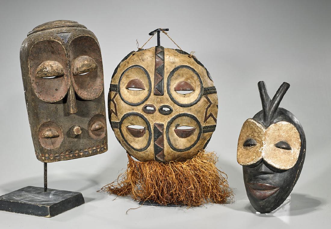 Group of Three D.R.C. Polychrome Wood Masks (1 of 1)