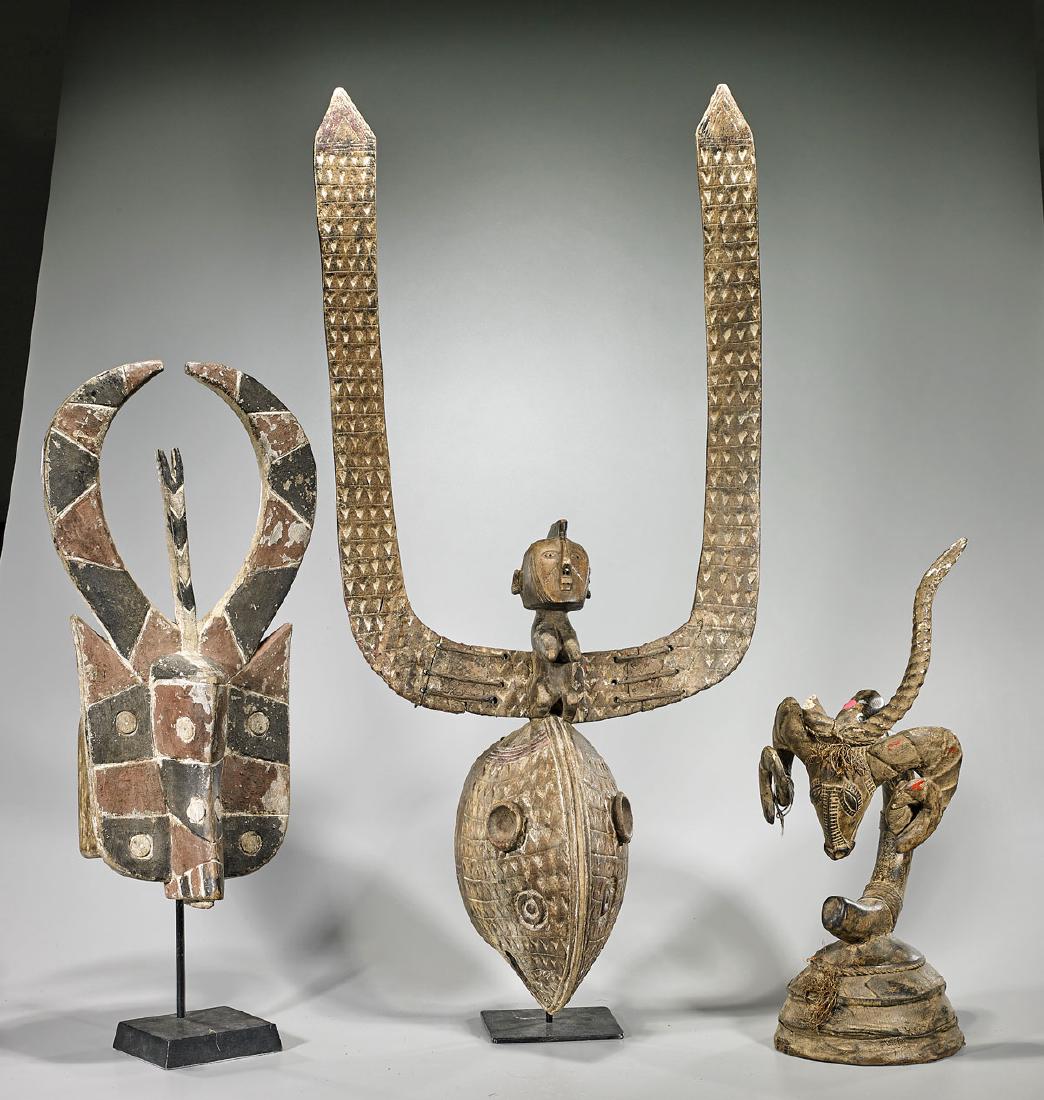 Three African Carved Wood Animal Masks (1 of 1)