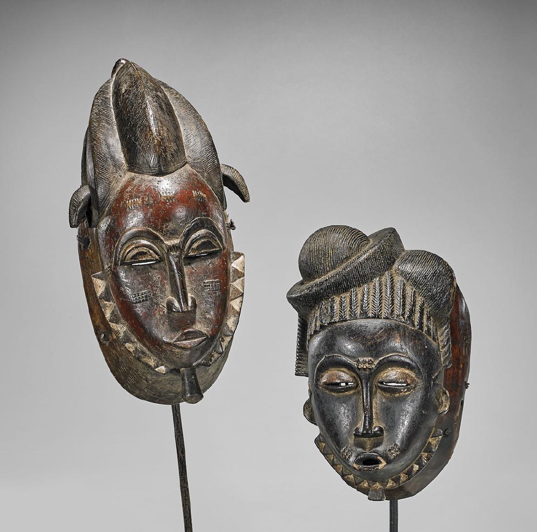 Two Baule Carved Wood 'Kpan' Masks (1 of 1)