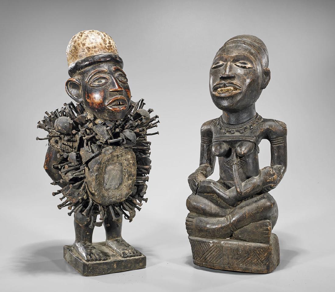 Two Carved Wood Kongo/Yombe Figures (1 of 2)