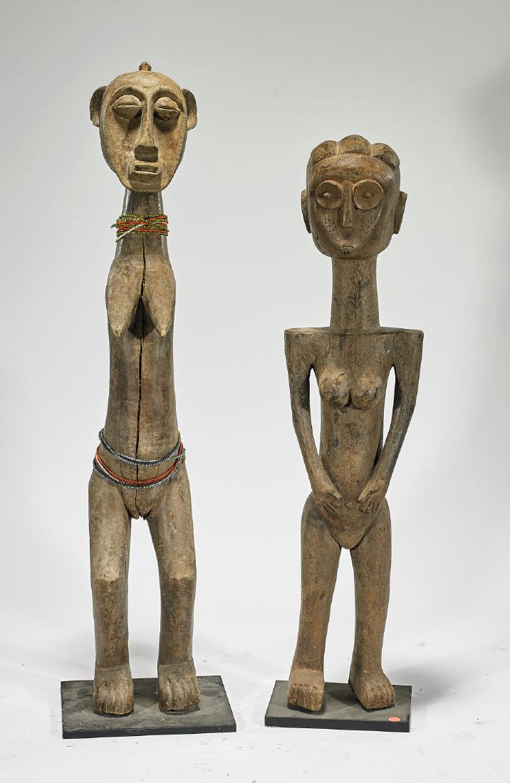 Two Tall African Carved Wood Figures (1 of 1)
