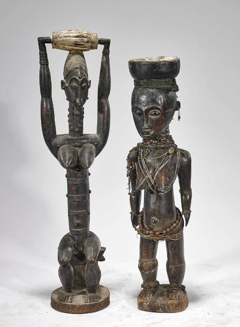 Two African Carved Wood Female Figures (1 of 1)