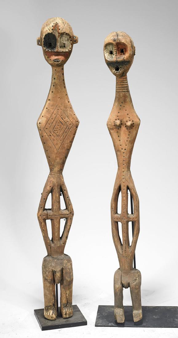 Pair African Wood Figural Posts (1 of 1)