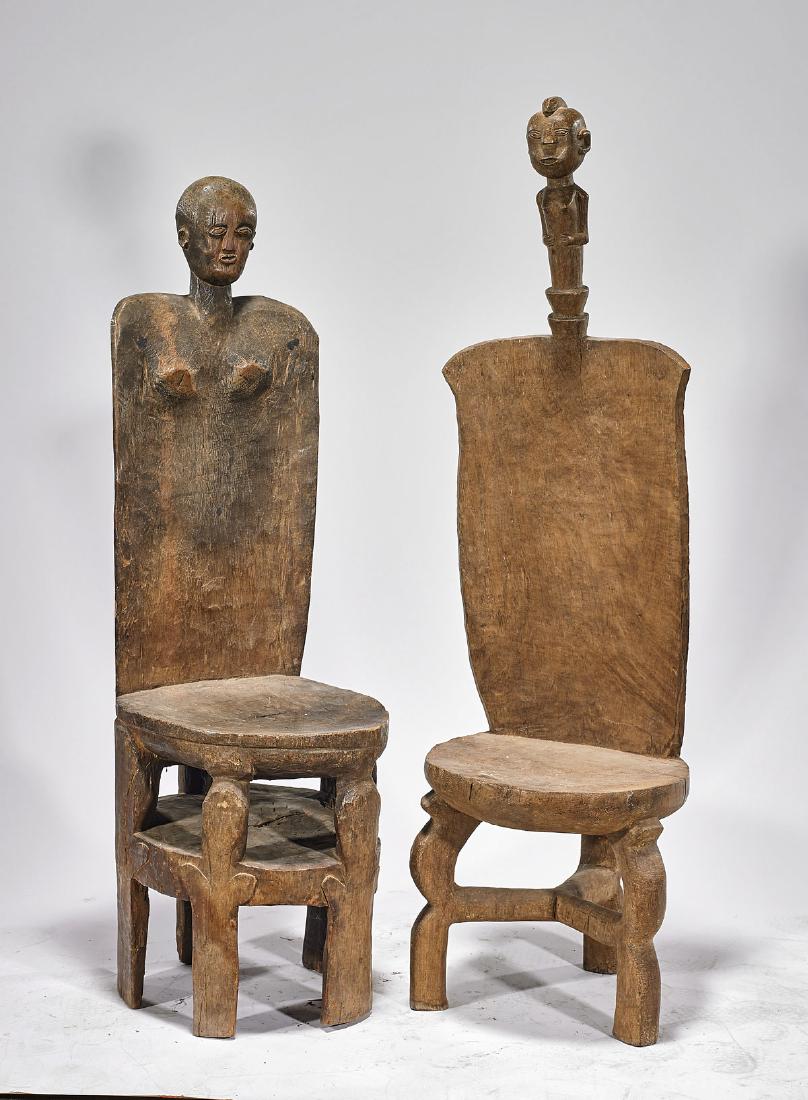 Two Tanzanian Carved Wood Chairs (1 of 1)