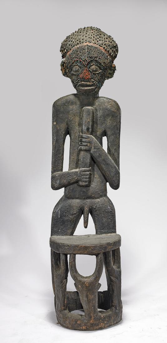 Tall Cameroon Carved Wood Chair (1 of 1)