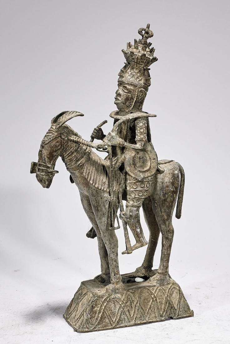 Elaborate Benin-Style Bronze Equestrian Figure (1 of 1)