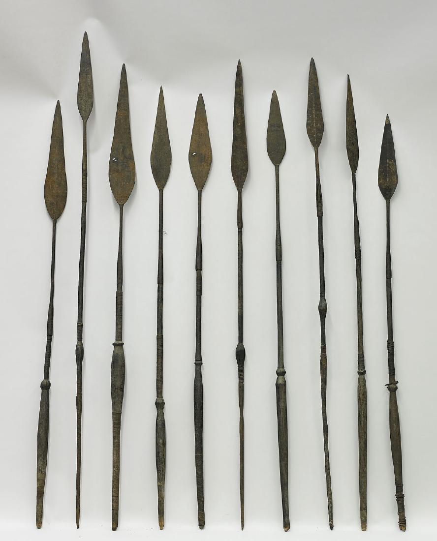 Collection of Ten African Wood & Metal Spears (1 of 1)