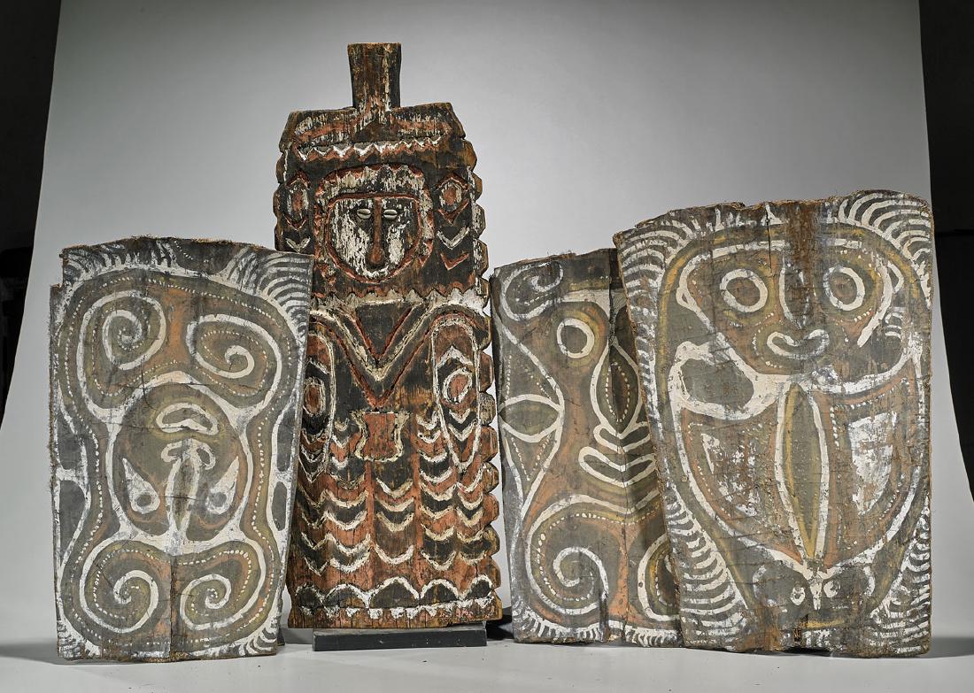 Group of Four Sepik Painted Wood Panels (1 of 1)