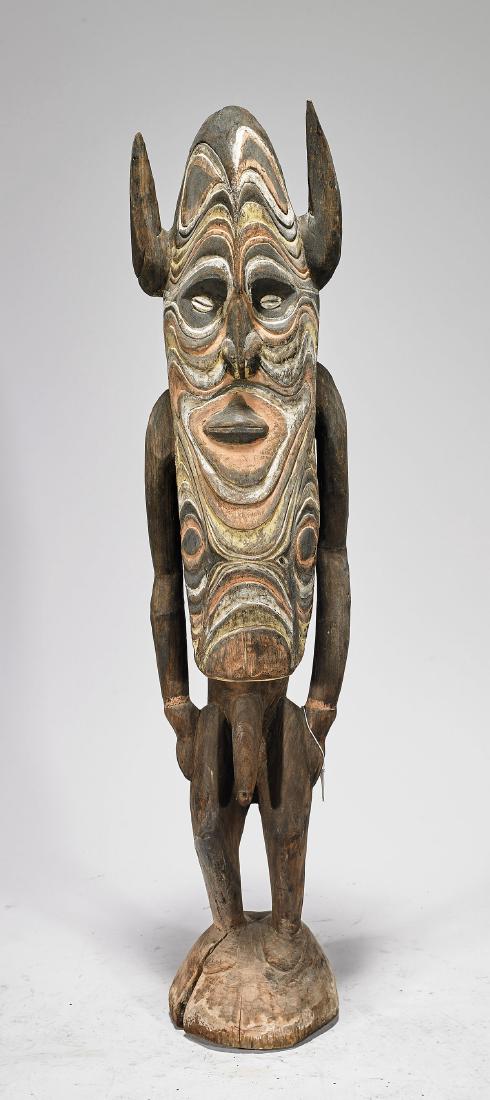 Tall & Elaborate Sepik Polychrome Wood Figure (1 of 1)