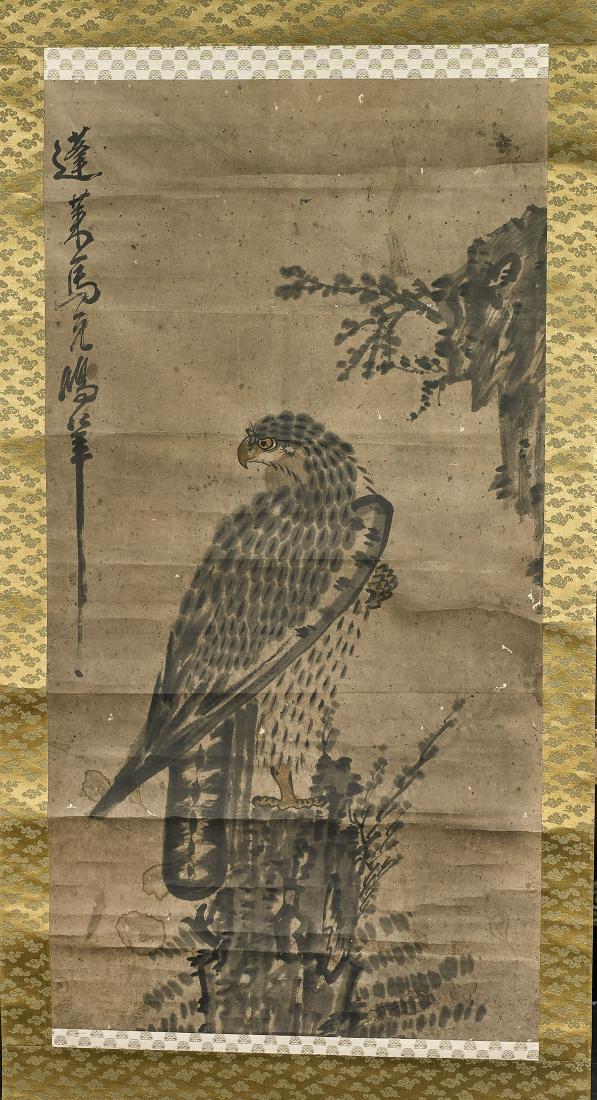 Two Chinese Paper Scrolls: Birds of Prey & Foliage (1 of 4)