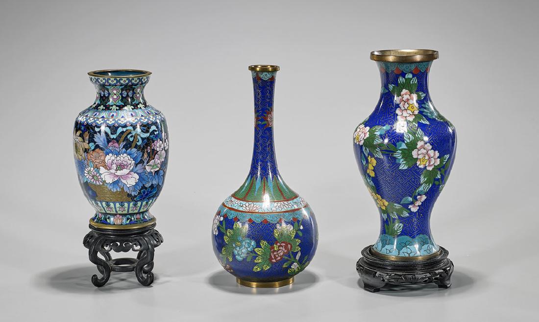 Group of Three Chinese Cloisonne Enamel Vases (1 of 1)