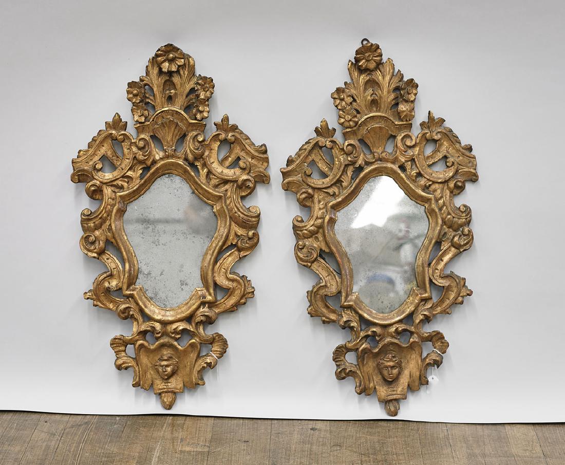 Pair Antique Gilt Wood Mirrors (1 of 1)