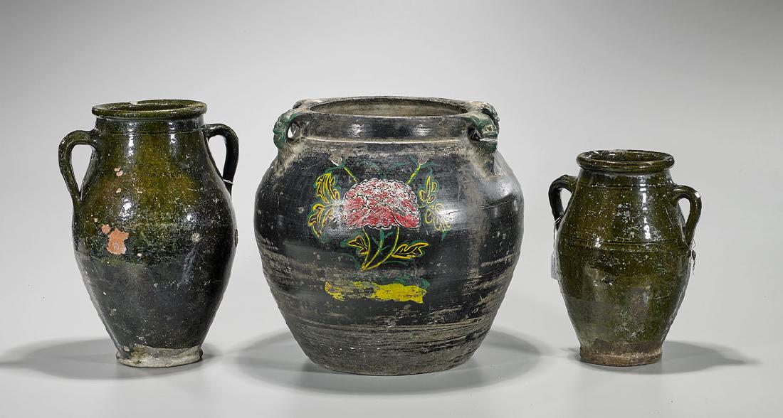 Group of Three Antique Chinese Black-Glazed Pottery (1 of 1)