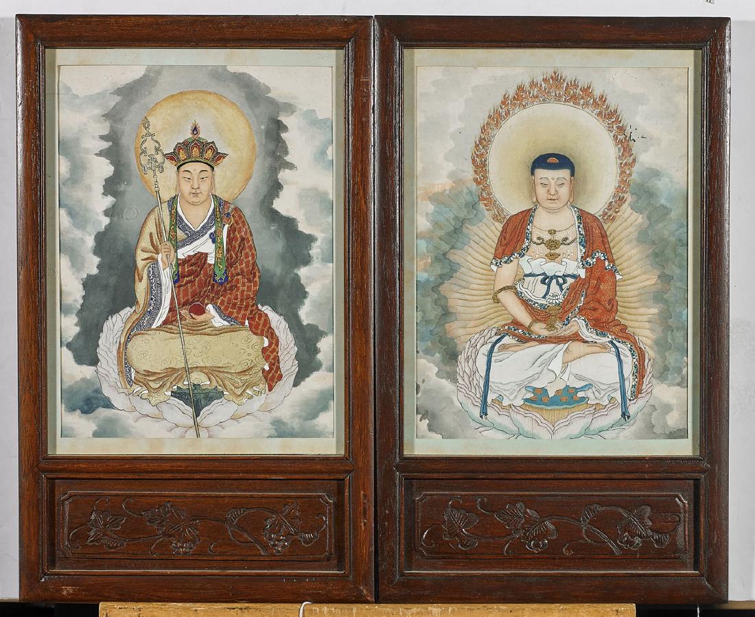 Pair Old Chinese Buddhist Portraits (1 of 1)