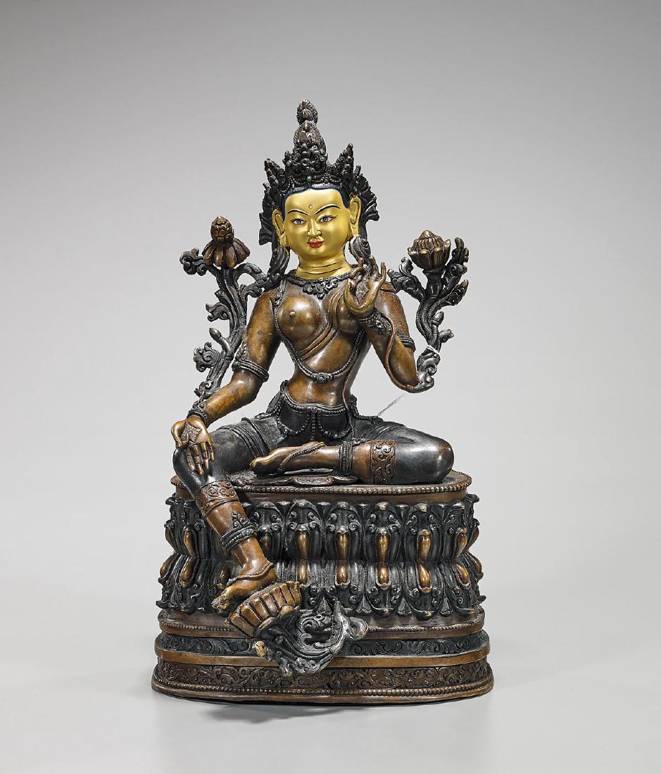 Sino-Tibetan Parcel-Gilt Copper Seated Figure of Tara (1 of 2)