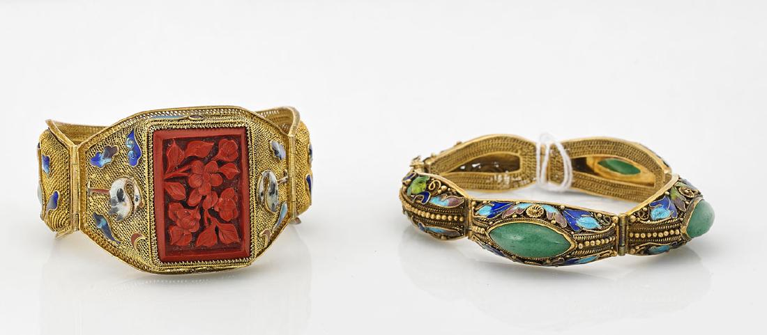 Two Elaborate Chinese Enamel on Metal Bracelets (1 of 1)