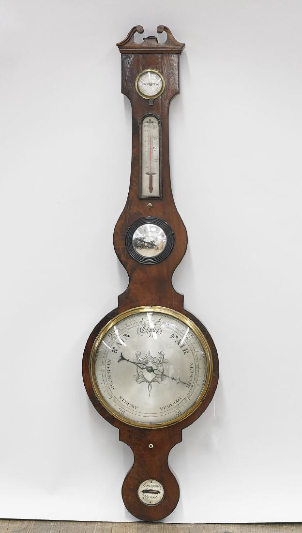 Tall Old Carved Wood Wall Barometer (1 of 1)