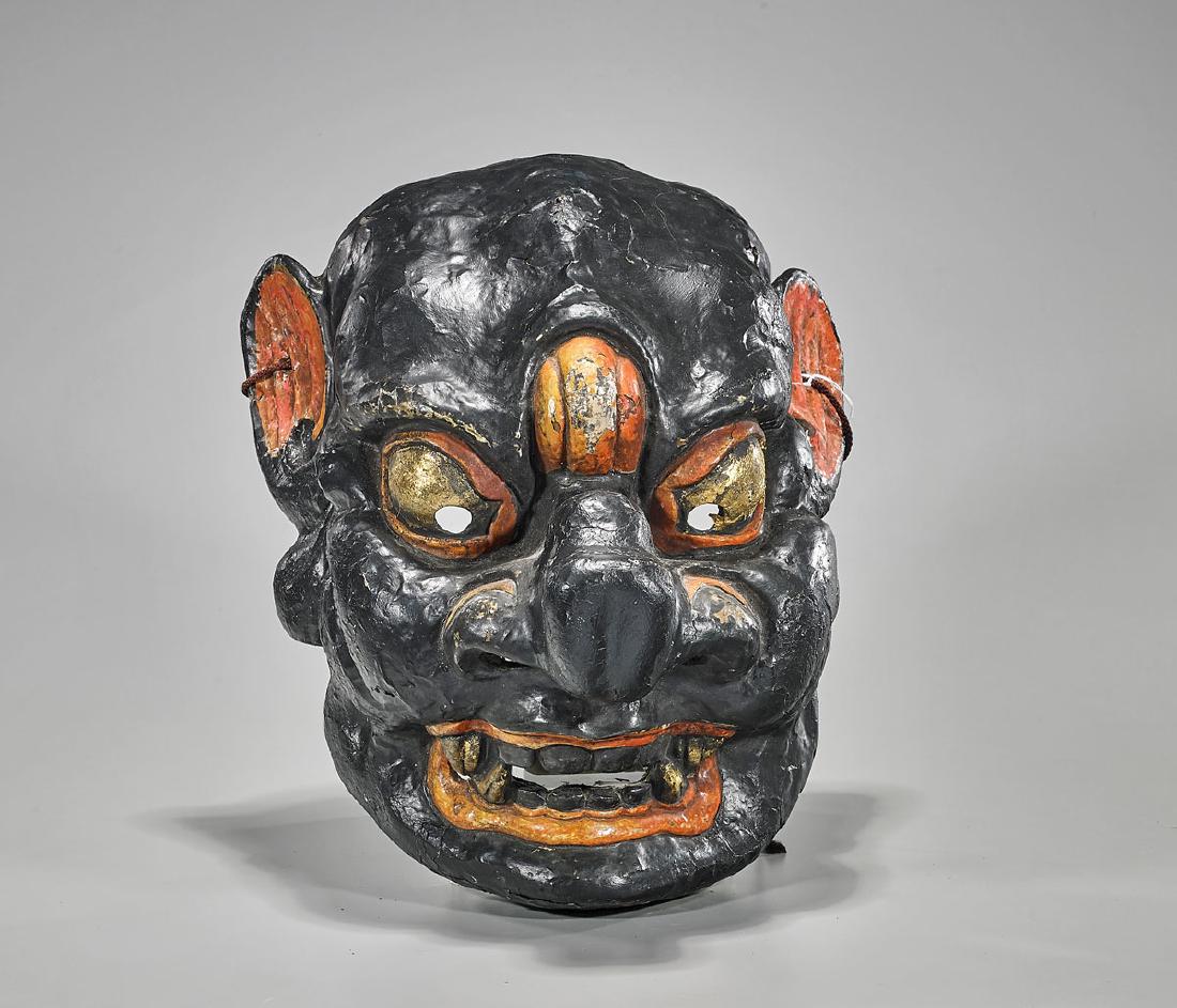 Large Japanese Polychrome Paper Mâche Mask (1 of 1)