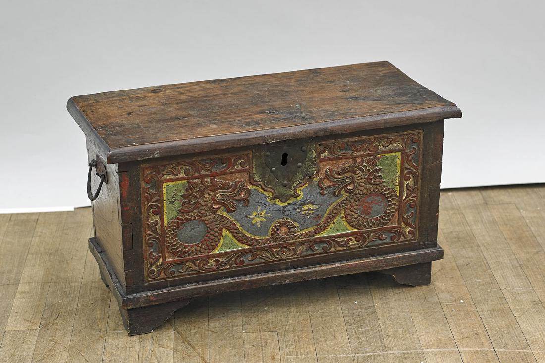 Antique Chinese Painted Wood Chest (1 of 1)