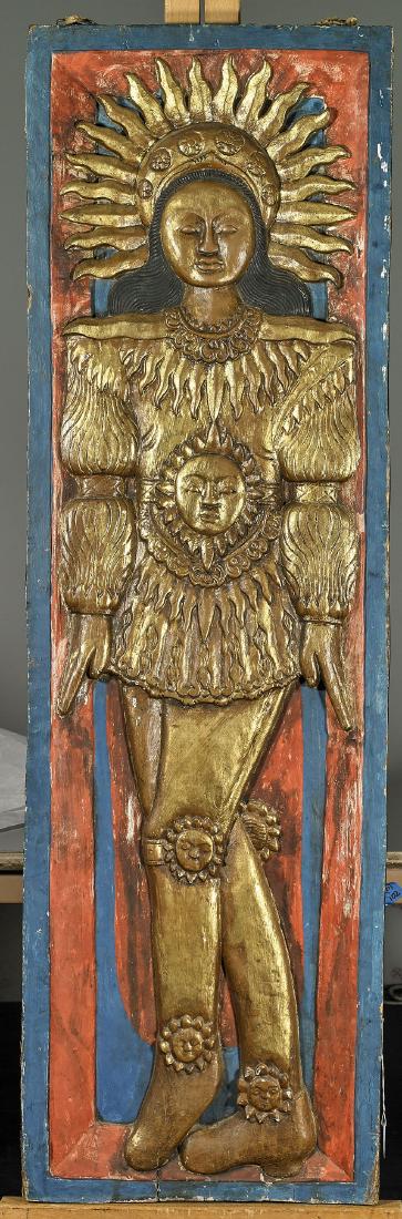 Large Old Carved, Gilt & Painted Figural Panel (1 of 1)