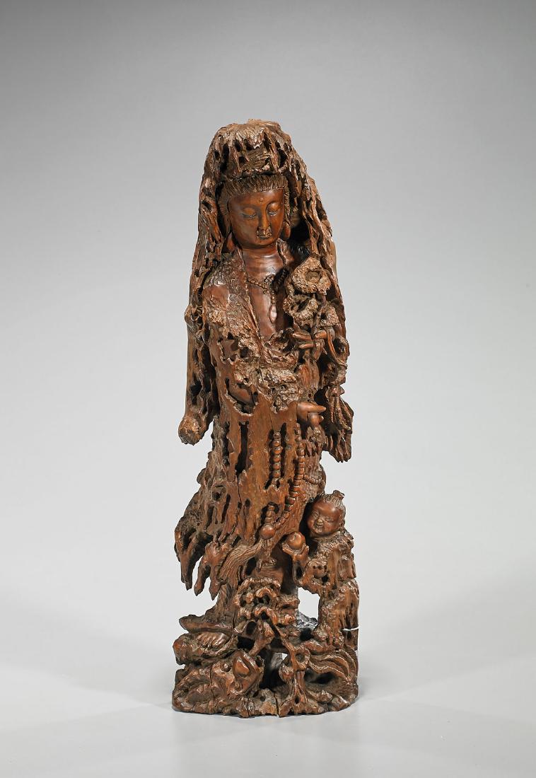 Chinese Carved Wood Figure of Guanyin (1 of 1)