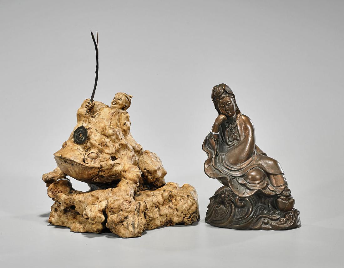 Two Chinese Carved Wood Figural Pieces (1 of 1)