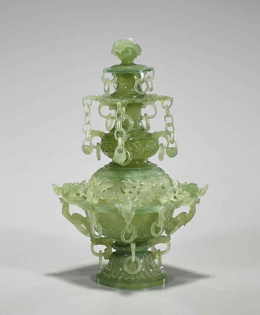 Elaborate Chinese Carved Bowenite Censer (1 of 1)