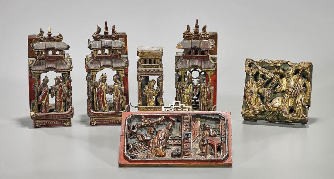 Group of Six Antique Chinese Figural Pieces (1 of 1)