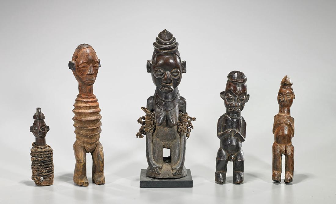 Group of Five Yaka Carved Wood Figures (1 of 1)